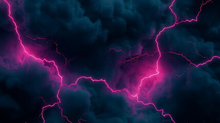 Stunning Pink Lightning in Dark Clouds
