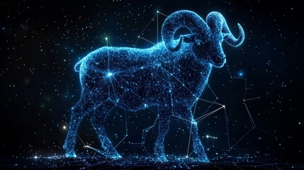 Aries Zodiac Sign in Cosmic Constellation Art