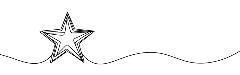 Obraz premium Star continuous one line drawing. Star sign in simple linear style. Vector illustration.