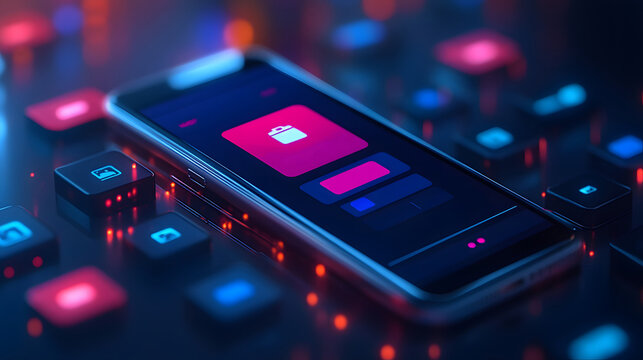 Flat vector design of an app being downloaded after purchase, modern UI, smooth experience