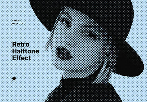 Classic Halftone Style Photo Effect Mockup