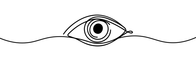 Eye continuous one line drawing. Human eye in simple linear style. Vector illustration.