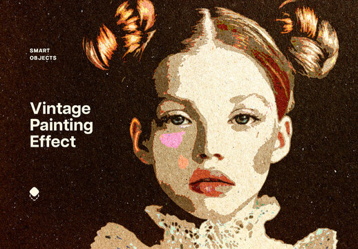 Vintage Painting Photo Effect Mockup