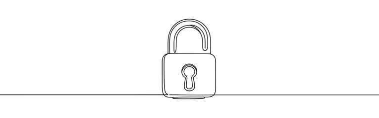 Lock continuous one line drawing. Security sign in simple linear style. Vector illustration.