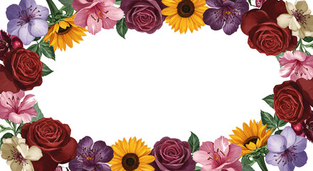 Obraz premium flower art border frame transparent from inside