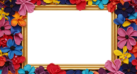 flower art border frame transparent from inside