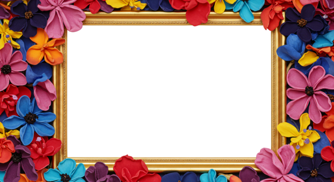 flower art border frame transparent from inside