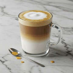 cup of cappuccino with milk