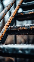 Rustic Metal Bars Ice Winter Grunge Texture Abstract Background