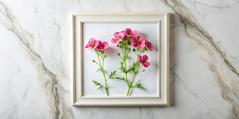 Vibrant Diascia Twins Flat Lay on Marble Background with Copy Space - Natural Organic Floral Design