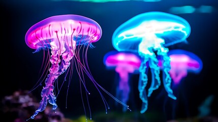 Colorful Jellyfish in a Vibrant Underwater Scene