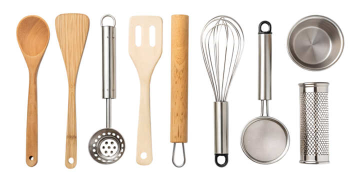 assorted kitchen utensils collection isolated on white background png