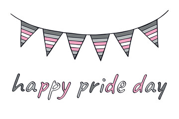 Obraz premium Colorful garland Demigirl pride flag Happy pride day LGBTQIA community Pride Month Vector hand drawn doodle for posters, stickers, logo, cards