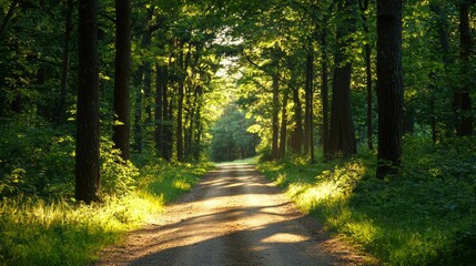 Fototapeta premium Sunlight through forest path