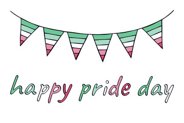 Fototapeta premium Colorful garland Abrosexual pride flag Happy pride day LGBTQIA community Pride Month Vector hand drawn doodle for posters, stickers, logo, cards