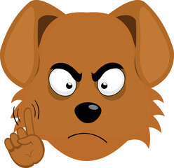 vector illustration emoji character face dog cartoon, saying no with a hand gesture