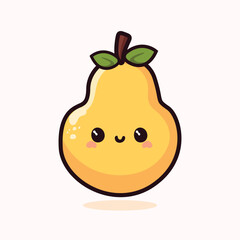 Cute Cartoon Pear Clapping Vector. Pear Fruit Color. Pear Kawaii vector art. Hand Drawn Kawaii Pear illustration
