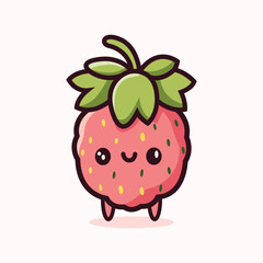 Cute Kawaii Strawberry Vector Illustration. strawberry vector. strawberry in a glass. 
