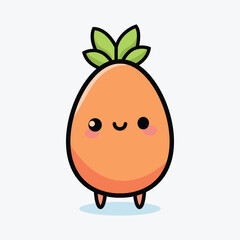 Kawaii Mango Art For Print. vector illustration of an orange fruit
