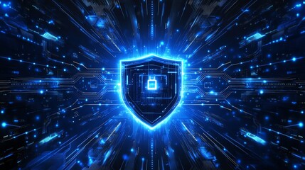Glowing Shield Protecting Digital Network Cyber Security Concept Image