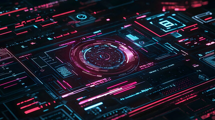 Obraz premium Futuristic Pink And Blue Digital Data Interface