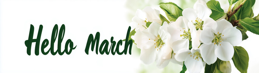Hello March with Blooming White Flowers