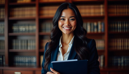 Smiling Professional in Library