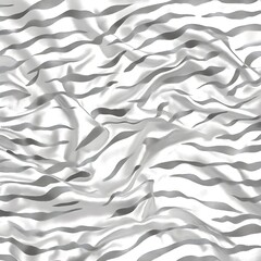 Abstract silver and white wavy stripes on silk fabric texture.