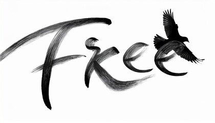 FREE 손글씨와 날아오르는 새의 실루엣
