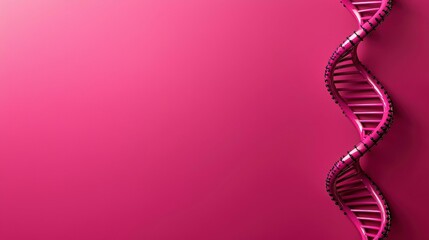 Pink Double Helix DNA Model on a Fuchsia Background Depiction of Genetic Structure and Research