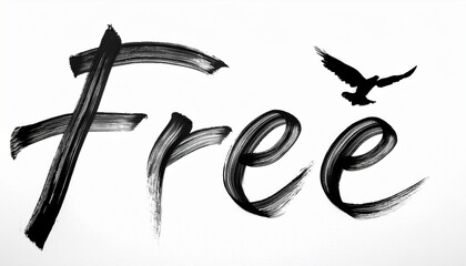 FREE 손글씨와 날아오르는 새의 실루엣