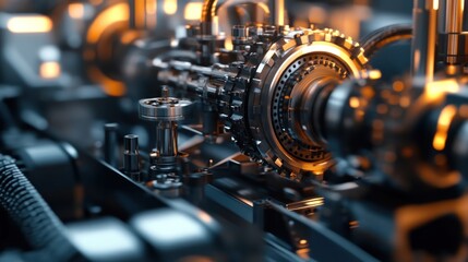 Fototapeta premium Intricate Machinery: A Close-Up View of Industrial Precision