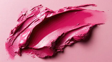 Vibrant pink lipstick smudge on textured surface