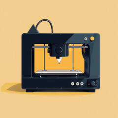 Fototapeta premium Clean, minimalist illustration of a 3D printer