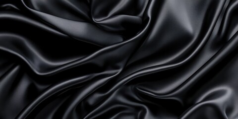 Obraz premium Textured elegance of smooth satin fabric in rich black hue Generative AI