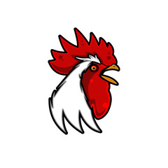 Rooster head vector illustration, white background