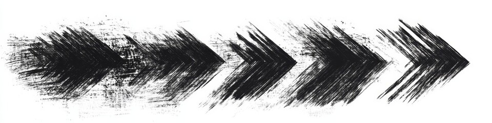 Charcoal hand drawn pencil arrows. Doodle curved chalk darts. Texture design elements of scribble lines.  illustration of hand painted crayon check lines