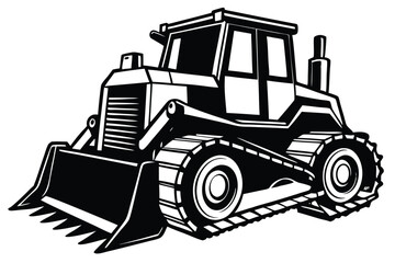 Fototapeta premium black bulldozer silhouette design illustration