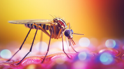 A mosquito in a close-up macro shot.
