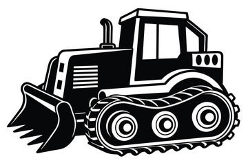Naklejka premium black bulldozer silhouette design illustration