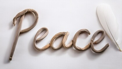 PEACE 단어가 작은 평화의 비둘기 아이콘과 함께 따뜻한 분위기를 연출