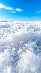 Obraz premium Ice crystals shimmer against a bright sky, covering the landscape in snow and light
