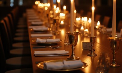 Elegant candlelit dining setup