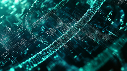 The biotechnology digital background blends advanced technology with scientific innovation in a mixed media design.
