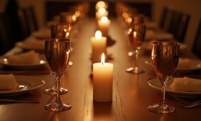 Elegant candlelit dinner setting