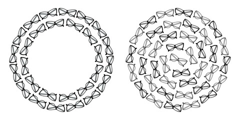 Eyeglasses Dark framing Clear lens Circular Frame border and Round decorative background Texture Set