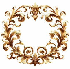Golden decorative element design with white background 