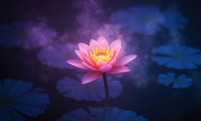 Delicate pink lotus flower in water