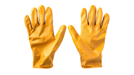 yellow rubber gloves on transparent background