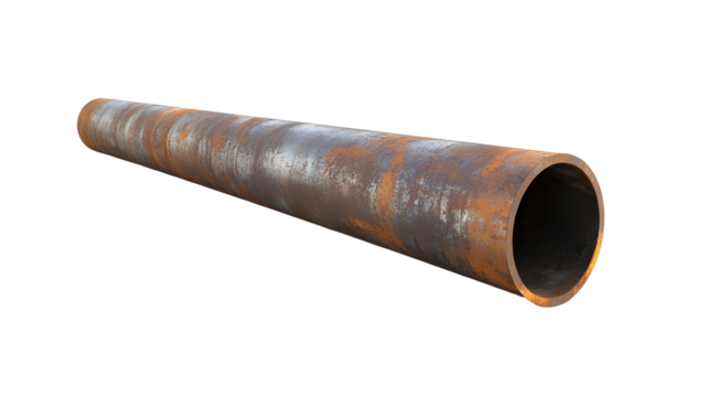 rusty iron pipe on transparent background